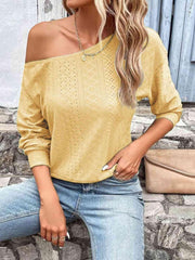 Eyelet Dropped Shoulder Blouse - Chic Yana's Fashion