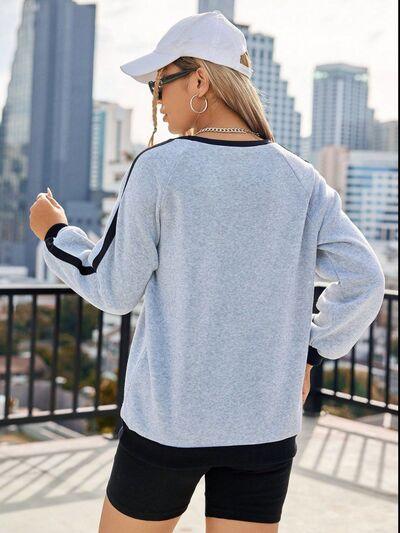 Letter Round Neck Long Sleeve Sweatshirt - Chic Yana's Fashion