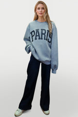 Basic Bae PARIS Round Neck Long Sleeve Air Scuba Sweatshirt - High-Quality Fashion | Chic Yana