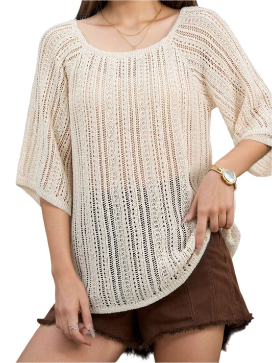 Openwork Round Neck Cover-Up - Stylish and Trendy Women's Fashion from Chic Yana's Fashion