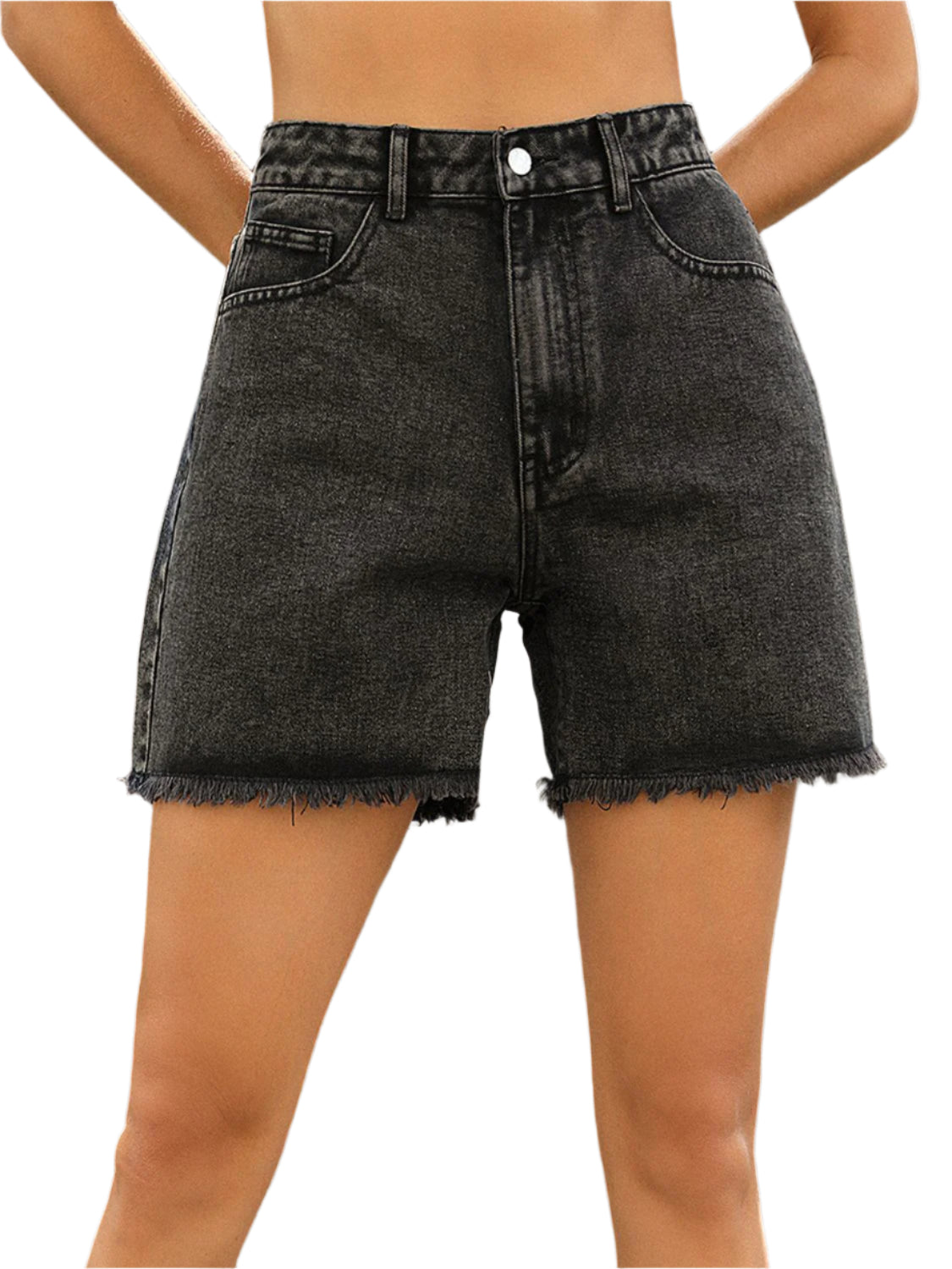 Raw Hem High Waist Denim Shorts - High-Quality Fashion | Chic Yana