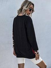 Perfee Leopard Contrast Long Sleeve Sweatshirt - Chic Yana's Fashion