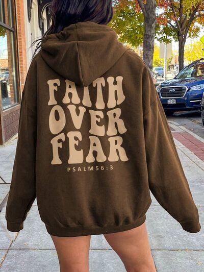 Faith Over Fear Dropped Shoulder Hoodie - Chic Yana's Fashion