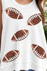 Sequin Football Round Neck Tank - Chic Yana's Fashion