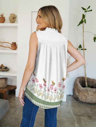 Fam Fam Frill Printed Mock Neck Top - Chic Yana's Fashion