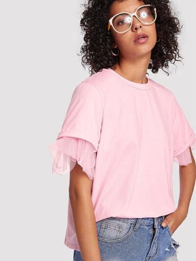 Round Neck Short Sleeve Top - Chic Yana's Fashion