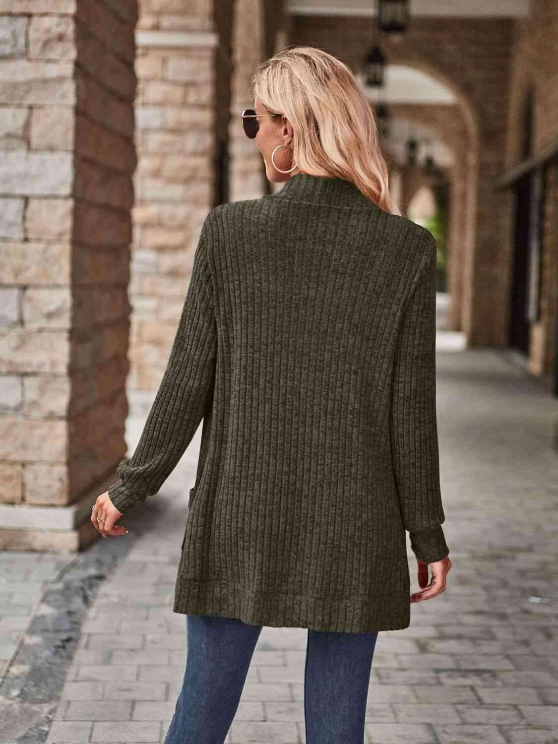 Open Front Cardigan With Pockets - Chic Yana's Fashion