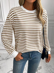 Ivy Lane Striped Round Neck Long Sleeve Sweatshirt - Chic Yana's Fashion