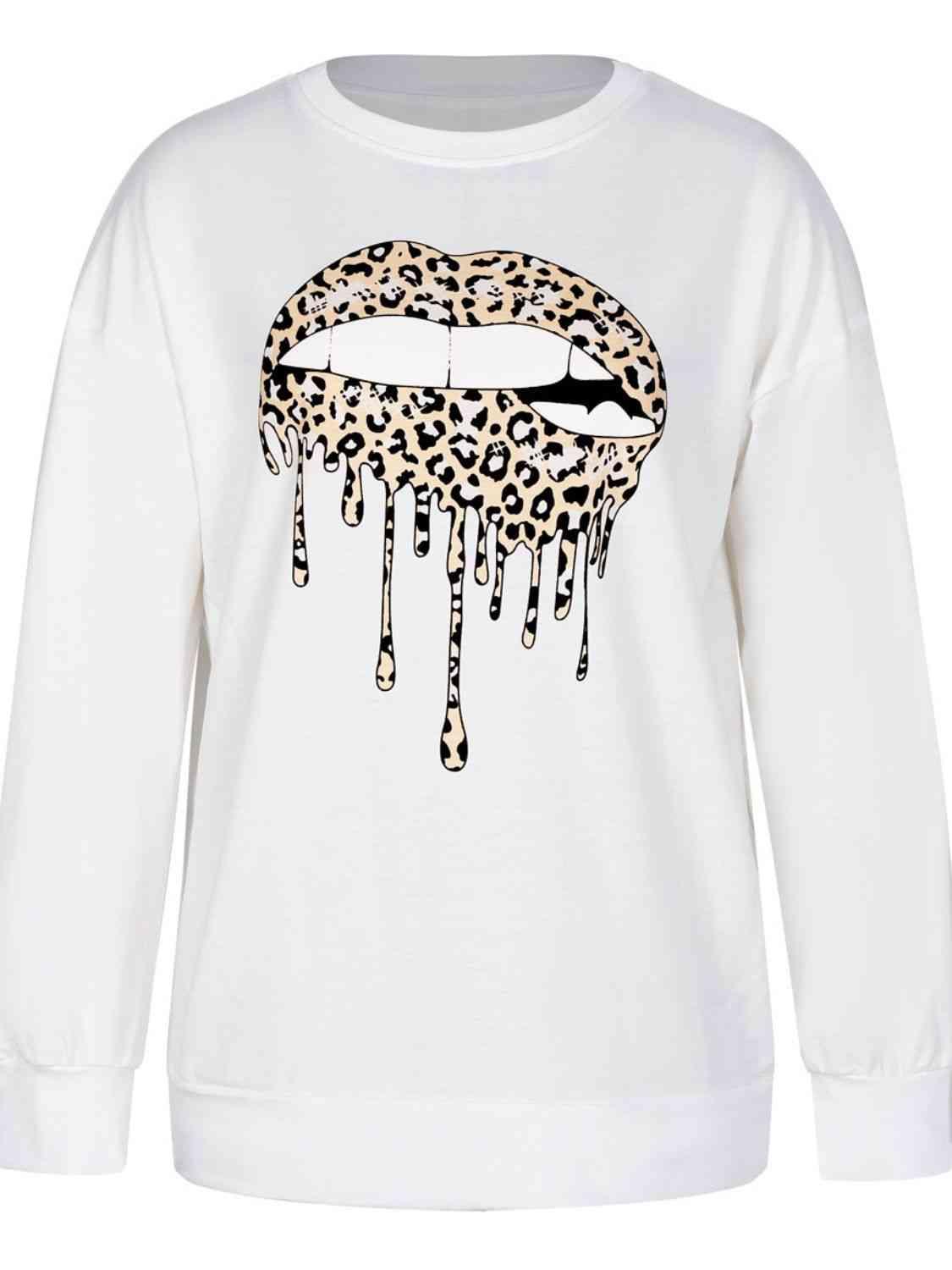 Graphic Dropped Shoulder Round Neck Sweatshirt - Chic Yana's Fashion