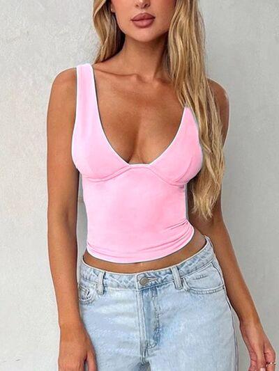 Wide Strap V Neck Tank - Chic Yana's Fashion