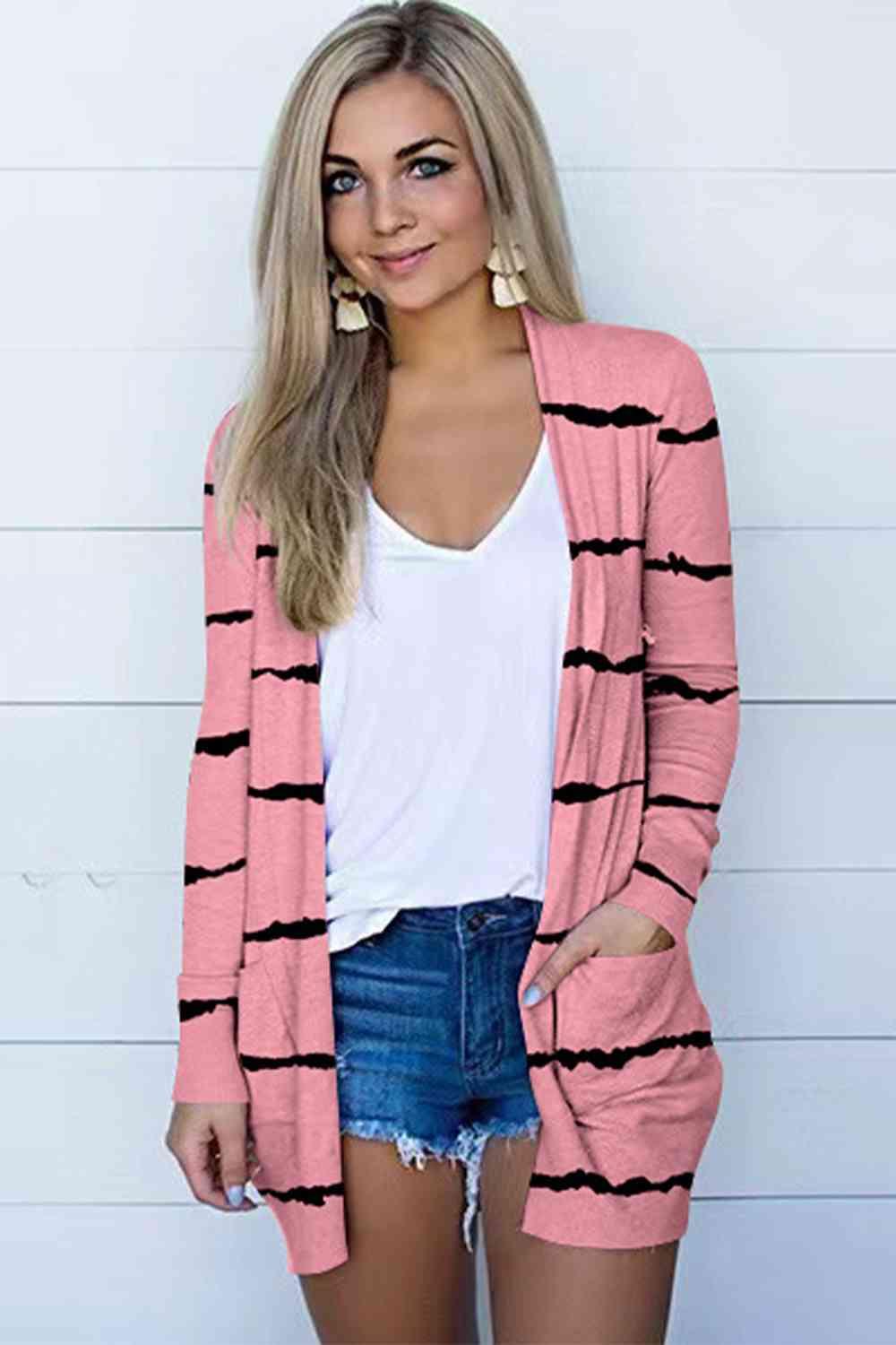 Printed Long Sleeve Cardigan - Chic Yana's Fashion