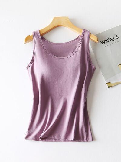 Round Neck Tank With Bra - Chic Yana's Fashion