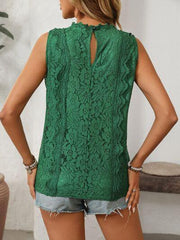 Mandy Lace V Neck Tank - Chic Yana's Fashion