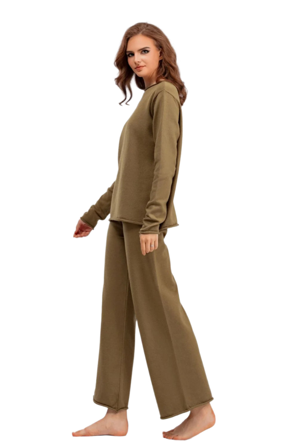 Basic Bae Rolled Round Neck Top and Pants Sweater Set - Shop Now at Chic Yana's Fashion