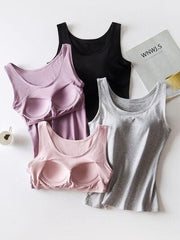 Round Neck Tank With Bra - Chic Yana's Fashion