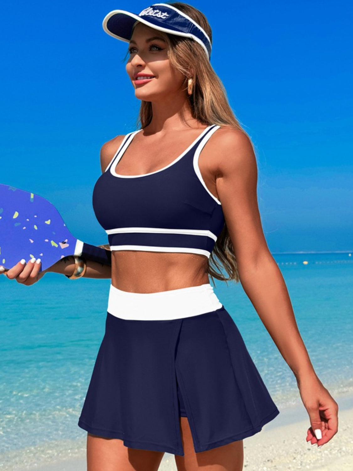 Scoop Neck Top And Skort Swim Set - Stylish and Trendy Women's Fashion from Chic Yana's Fashion