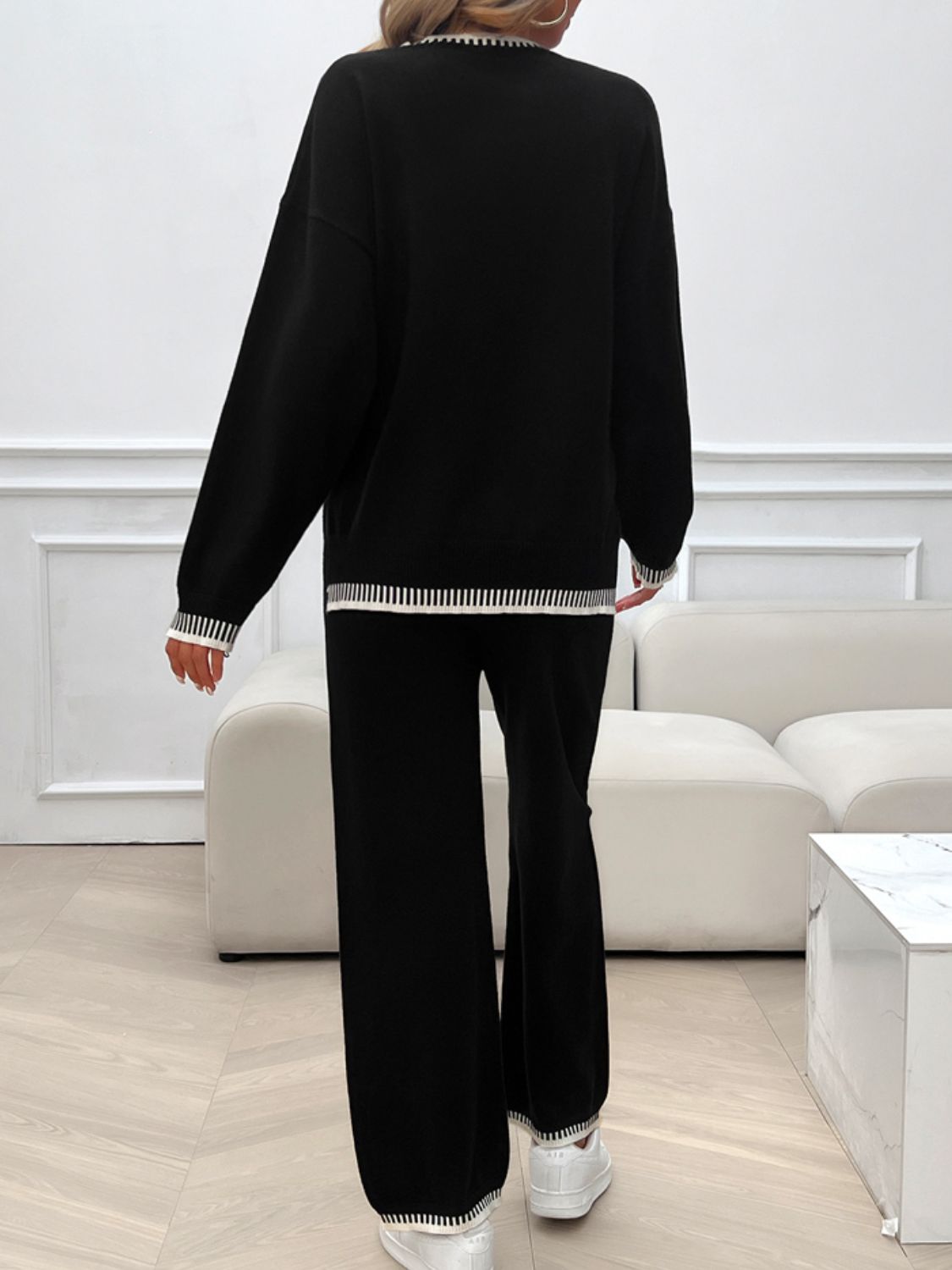 Devine Round Neck Dropped Shoulder Top and Pants Sweater Set – Chic Yana’s Fashion