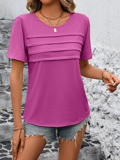 Ivy Lane Round Neck Short Sleeve Top - Chic Yana's Fashion