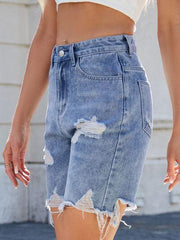 Distressed Raw Hem Denim Shorts 1 - Chic Yana's Fashion