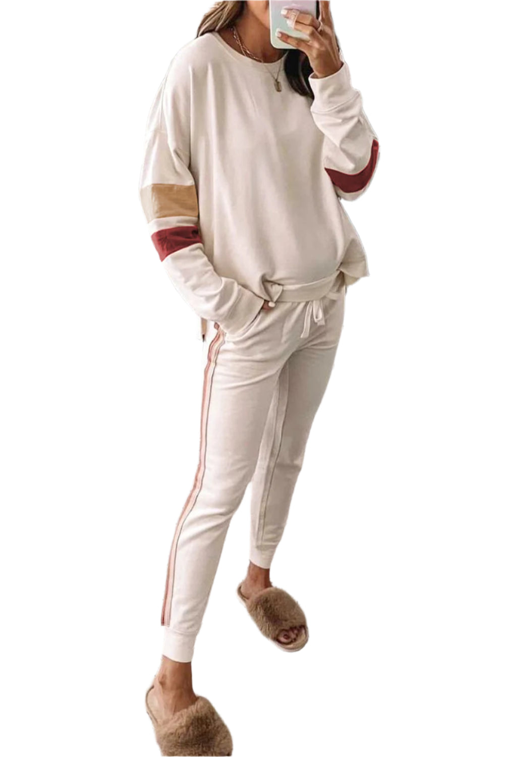 Striped Round Neck Sweatshirt and Drawstring Joggers Set – Chic Yana’s Fashion