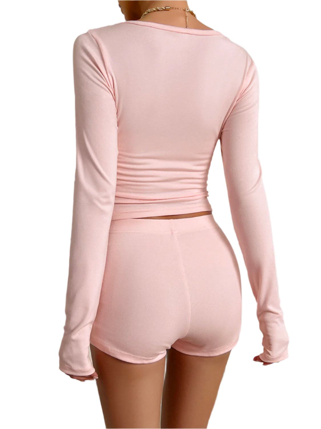 Devine Scoop Neck Long Sleeve Top and Shorts Set - Shop Now at Chic Yana's Fashion