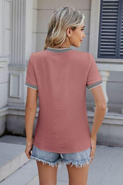 Round Neck Short Sleeve T Shirt 2 - Chic Yana's Fashion
