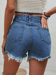 Distressed Raw Hem Denim Shorts 2 - Chic Yana's Fashion