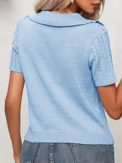 Cable Knit Short Sleeve Top - Chic Yana's Fashion