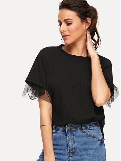 Round Neck Short Sleeve Top - Chic Yana's Fashion