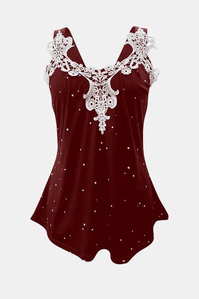 Lace Detail V Neck Wide Strap Cami - Chic Yana's Fashion