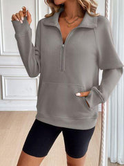 Ivy Lane Half Zip Raglan Sleeve Sweatshirt - Chic Yana's Fashion