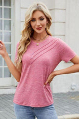 Round Neck Short Sleeve T Shirt 1 - Chic Yana's Fashion