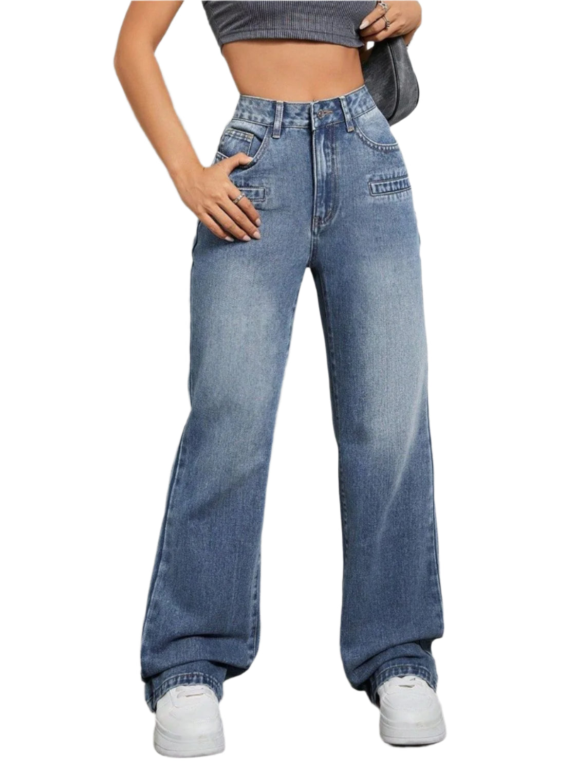 Buy High Rise Wide Leg Jeans with Pockets Online - Stylish & Comfortable | Chic Yana's Fashion