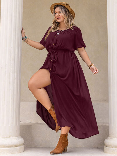 Plus Size Round Neck Half Sleeve Dress - Chic Yana's Fashion