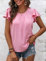 Mandy Round Neck Cap Sleeve T Shirt - Chic Yana's Fashion