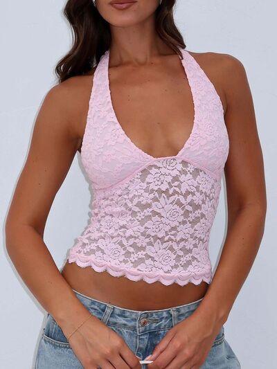 Lace Backless Halter Neck Cami - Chic Yana's Fashion