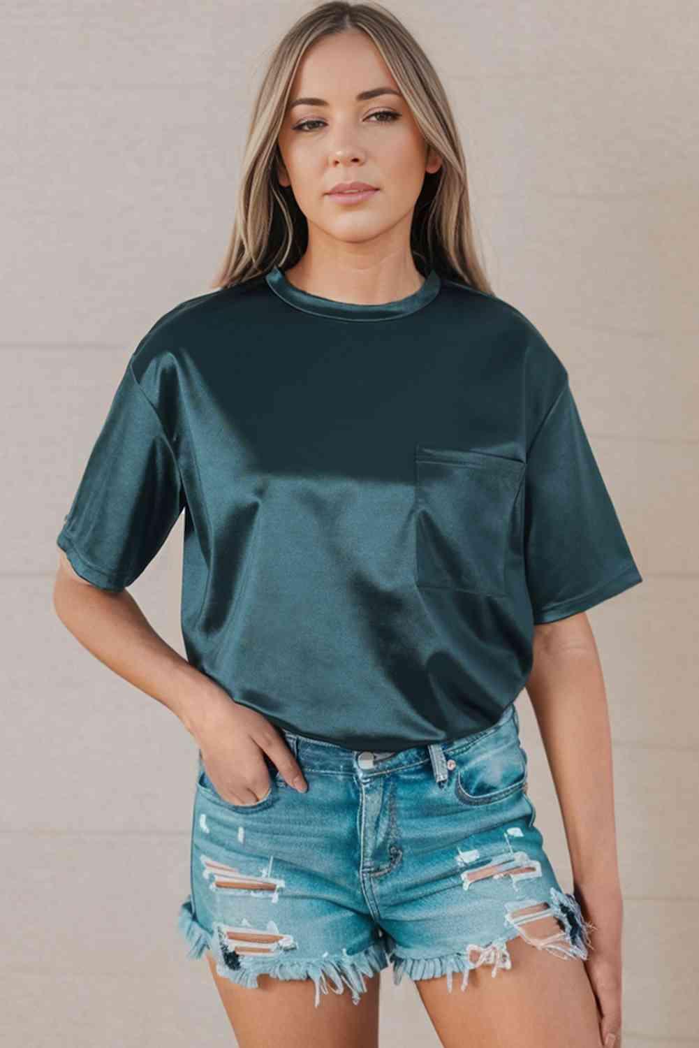 Round Neck Dropped Shoulder Top - Chic Yana's Fashion