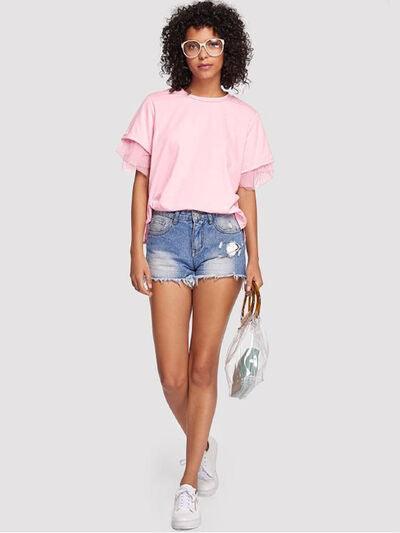 Round Neck Short Sleeve Top - Chic Yana's Fashion