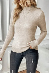 Mock Neck Long Sleeve Sweater - Chic Yana's Fashion