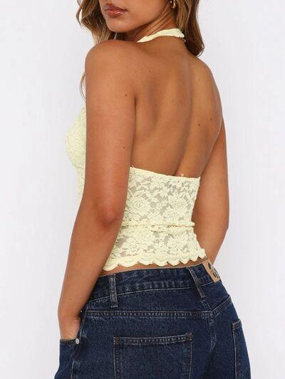 Lace Backless Halter Neck Cami - Chic Yana's Fashion