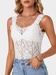 Lace Scoop Neck Tank - Chic Yana's Fashion