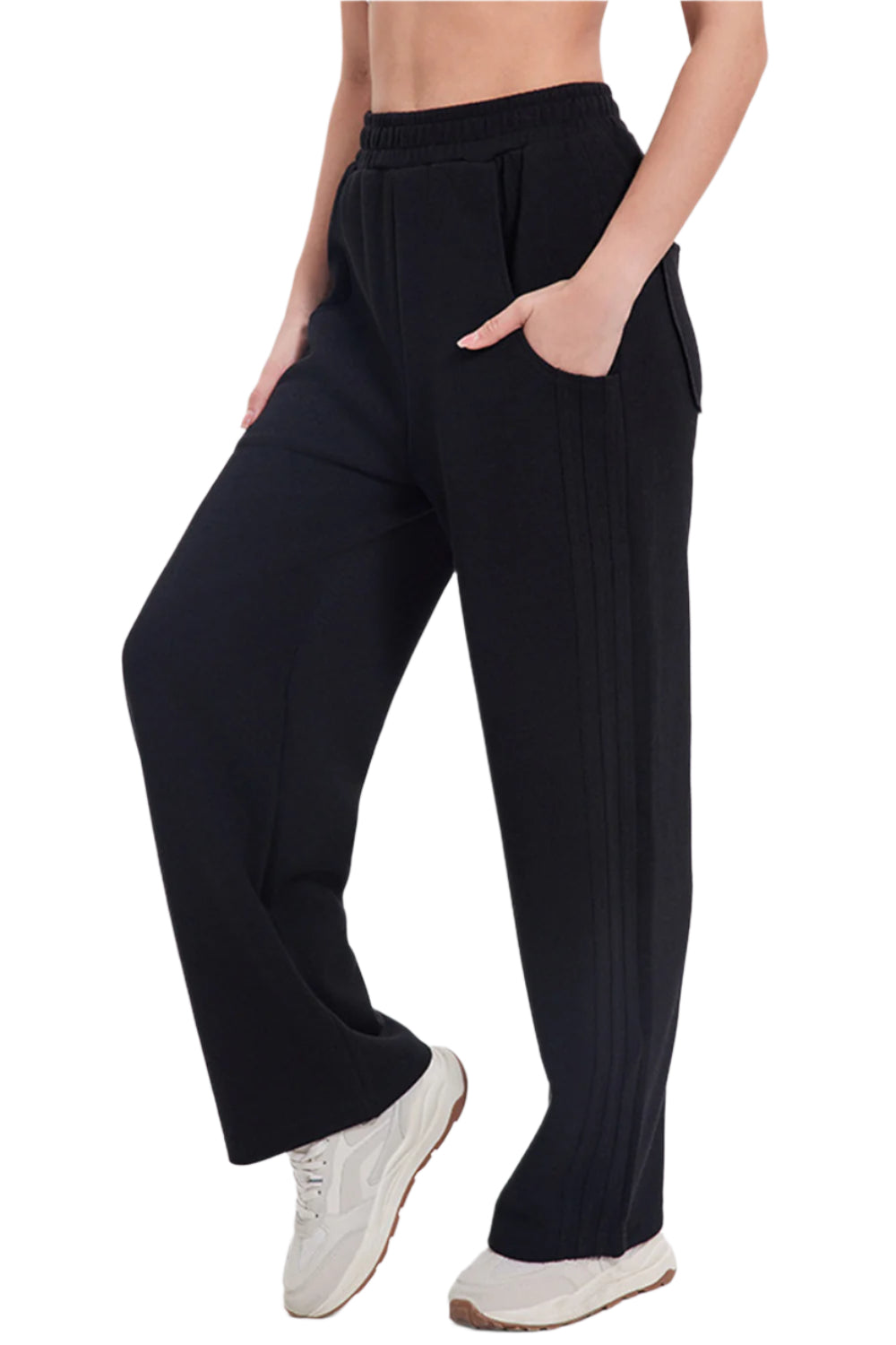 Basic Bae Elastic Waist Straight Leg Pants with Pockets - High-Quality Fashion | Chic Yana