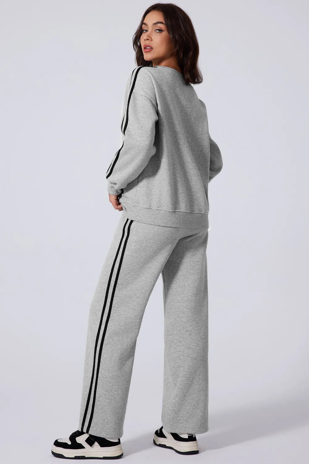 Side Striped Round Neck Top and Pants Active Set – stylish women's fashion from Chic Yana's Fashion