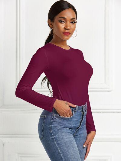 Round Neck Long Sleeve Bodysuit 3 - Chic Yana's Fashion