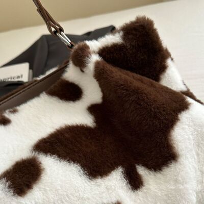 Cow Print Furry Tote Bag - Chic Yana's Fashion