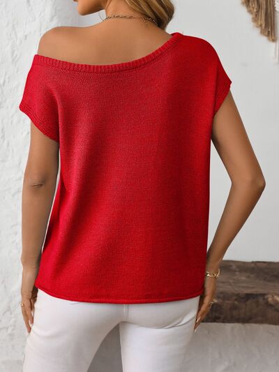 Mandy Boat Neck Short Sleeve Knit Top - Chic Yana's Fashion