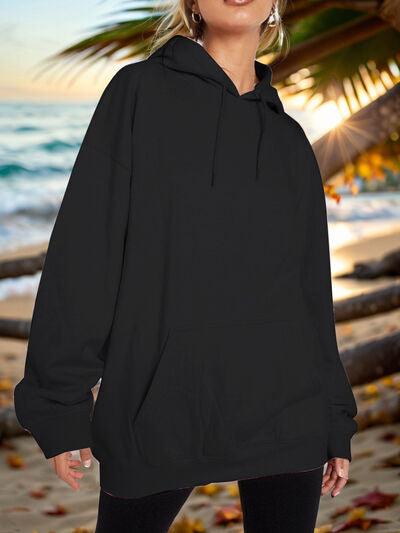 Drawstring Dropped Shoulder Hoodie - Chic Yana's Fashion