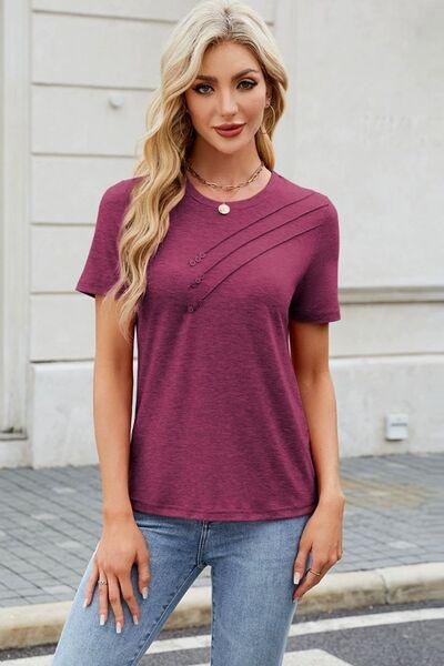 Round Neck Short Sleeve T Shirt 1 - Chic Yana's Fashion