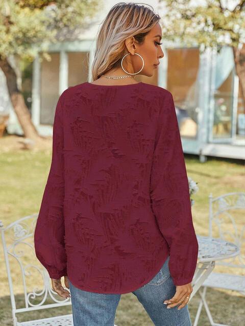 V Neck Long Sleeve Blouse - Chic Yana's Fashion