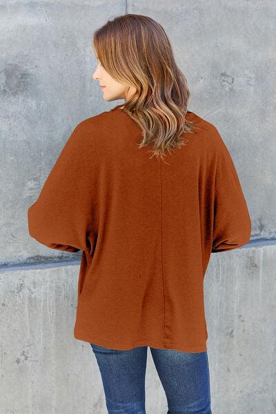 Double Take Full Size Round Neck Long Sleeve T Shirt - Chic Yana's Fashion